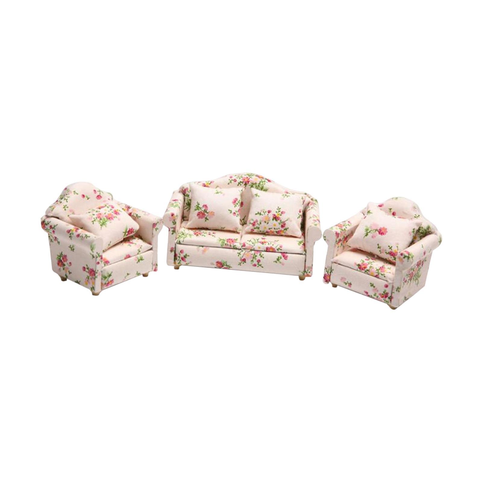 Doll House Furniture Sofa Toys Dollhouse Decor Wooden 1/12 for Dollhouse
