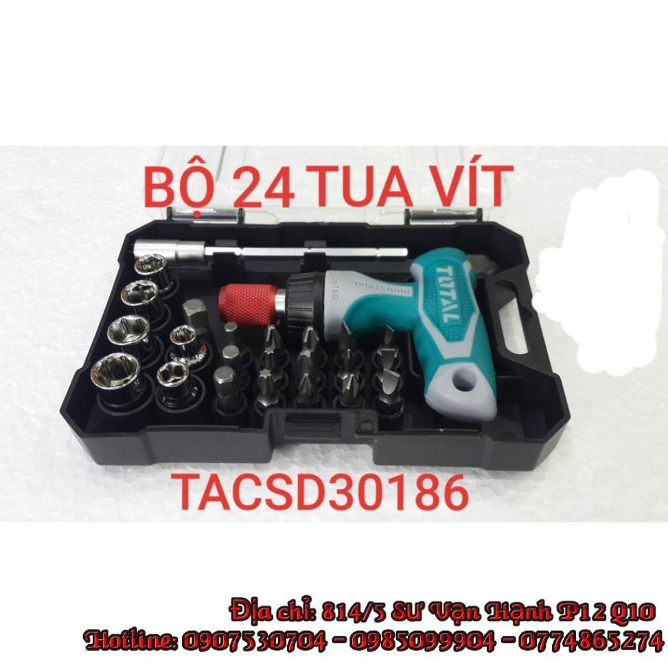 BỘ TUA VÍT 24 CHI TIẾT TỰ ĐỘNG TOTAL TACSD30186  tua vít dụng cụ sửa chưa đa năng thép thép Chrome Vanadium