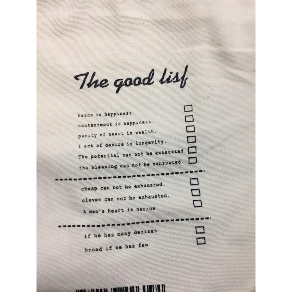 TÚI TOTE IN CHỮ &quot;THE GOOD LIST&quot;