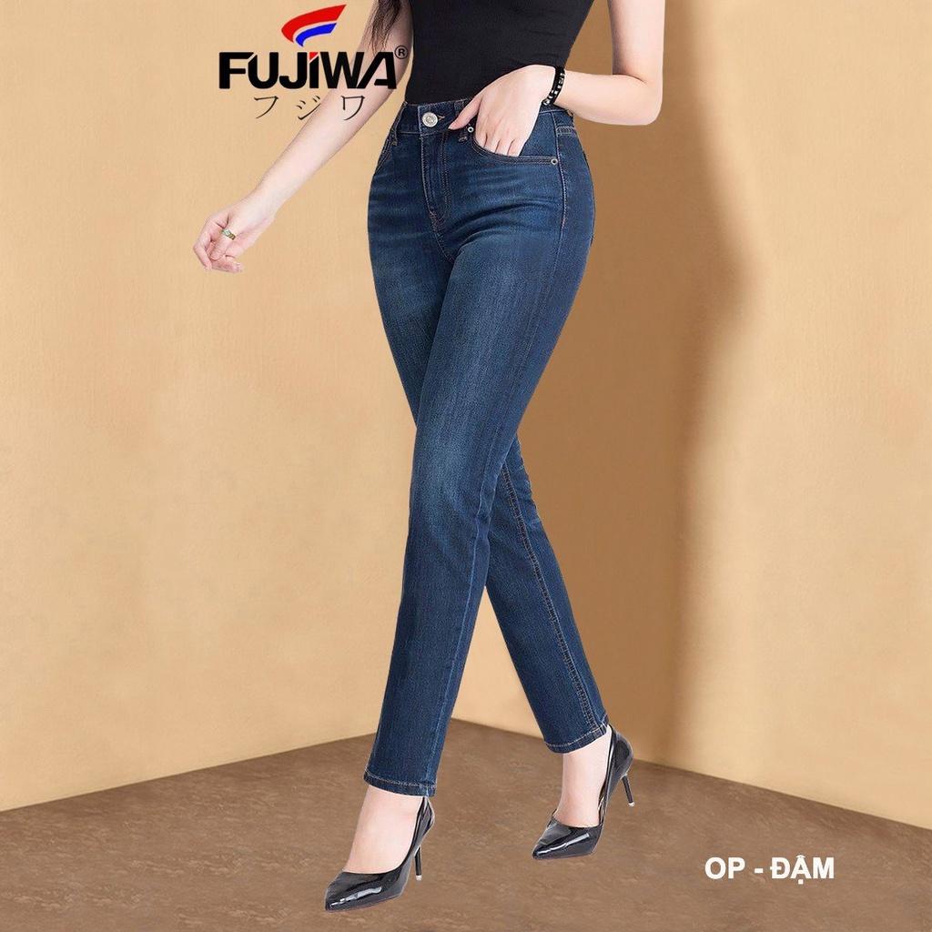Quần Jean Nữ Cạp Cao Ống Đứng Fujiwa - OP Chất jean co giãn tốt Rất Đẹp phù hợp với mọi lứa tuổi