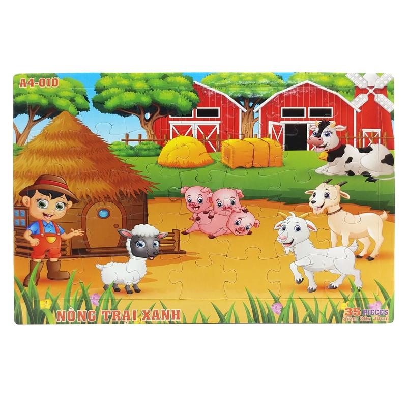 Bộ Xếp Hình Khổ A4 Puzzle Minh Châu 35-010 - Nông Trại Xanh
