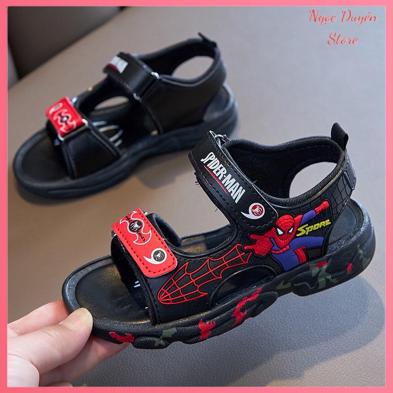Sandal cho bé trai, giày đi học cho bé sandal siêu nhân nhện Spider man đẹp thời trang quai dán cho bé đi học siêu hot