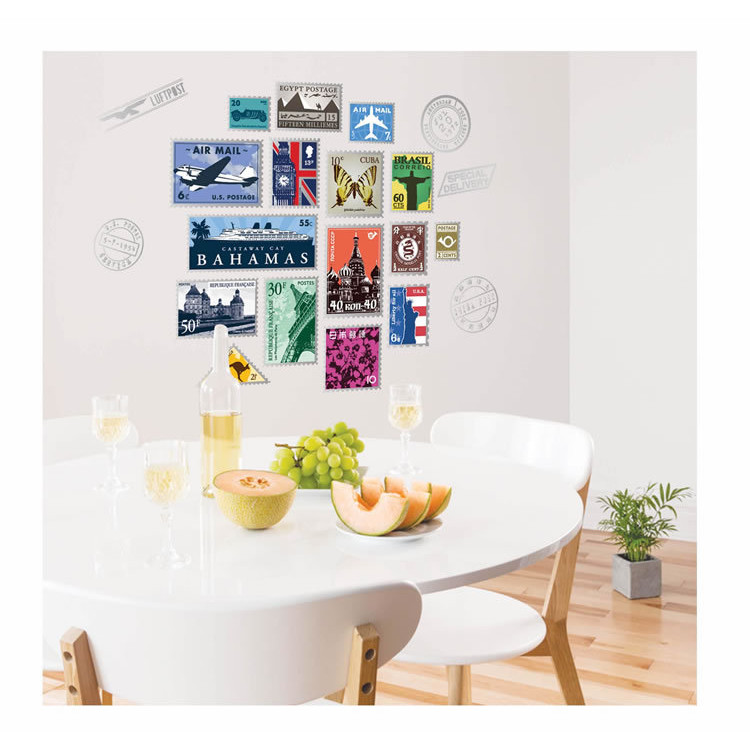 Decal 3D bộ sưu tập tem trên thế giới AmyShop DKN104