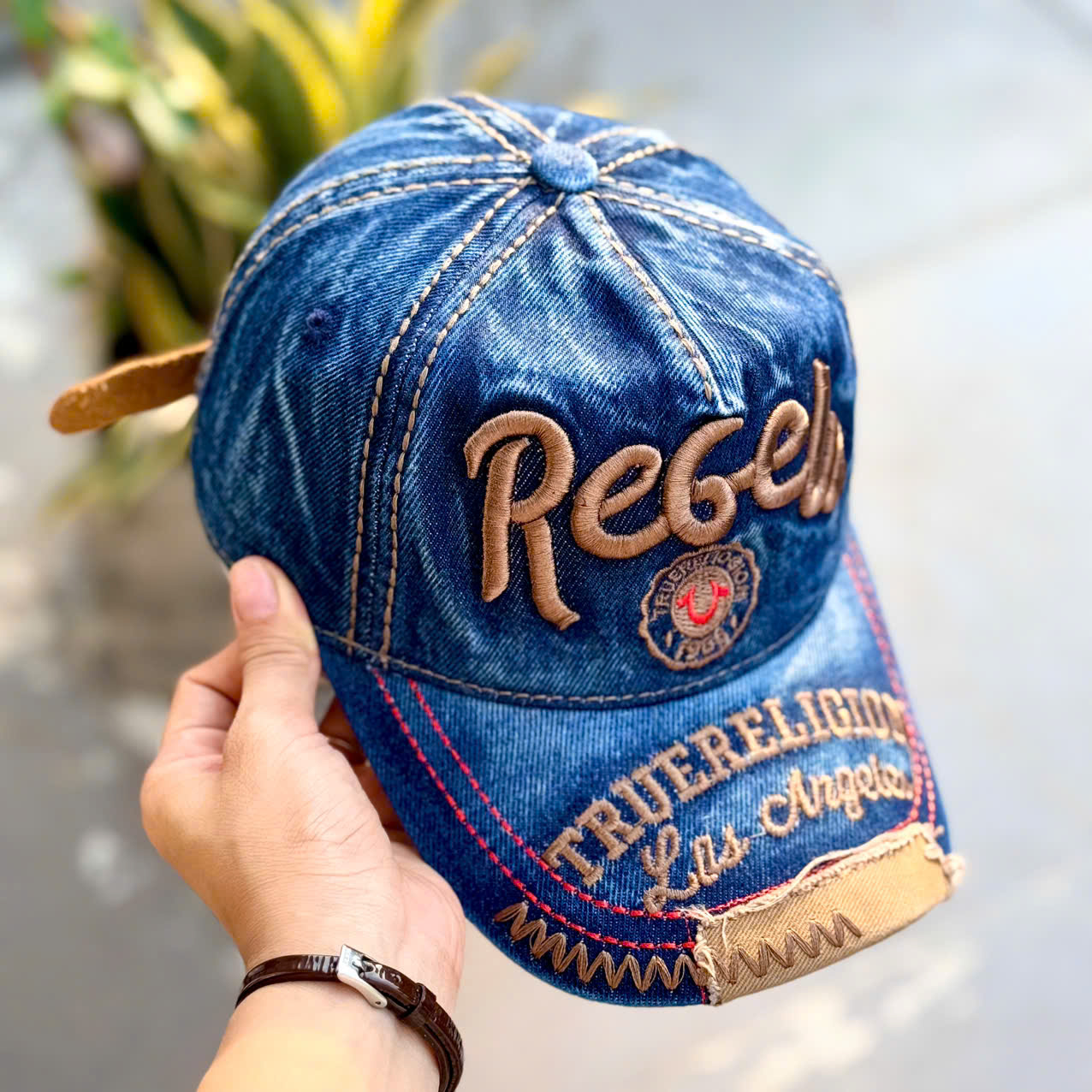 Nón kết, mũ lưỡi trai Ông địa Rebels vải jeans form chuẩn siêu đẹp (Ảnh thật)