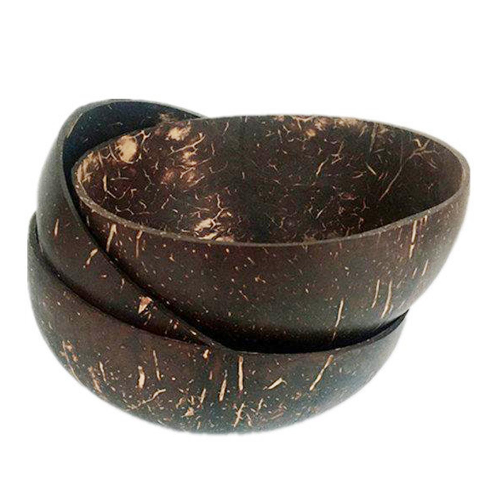 2X Handmade Coconut Bowls Creative for Salad Noodle Rice Vegans Serving Cereal