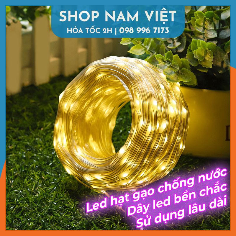 [Năng Lượng Mặt Trời] Dây Led Hạt Gạo Đời Mới Chống Nước, Quấn Cây, Chịu Mưa Nắng Kèm Remote