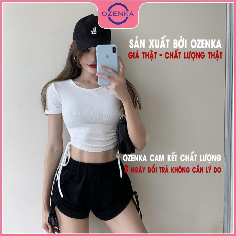 Áo croptop ôm hở eo nữ , crt cộc tay sexy thun gân 100% cotton free size dưới 52 kg mặc đi chơi màu đen trắng