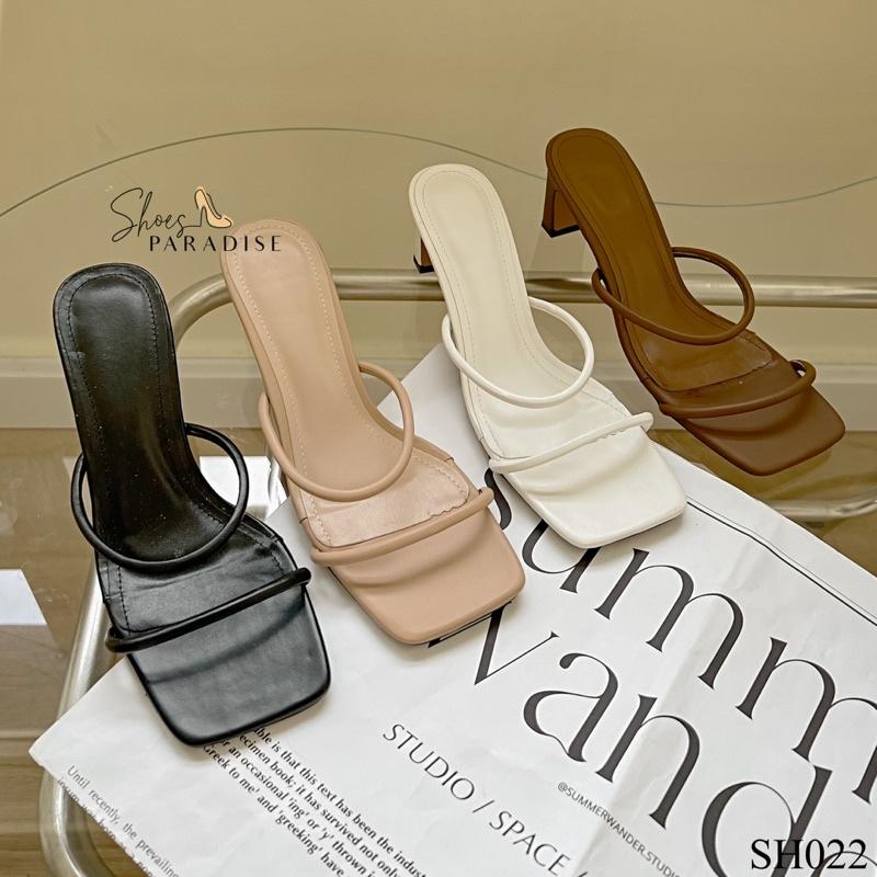 Giày nữ đẹp gót vuông giày mũi vuông cao gót guốc nữ guôc nữ quai ngang SHOES PARADISE SH022