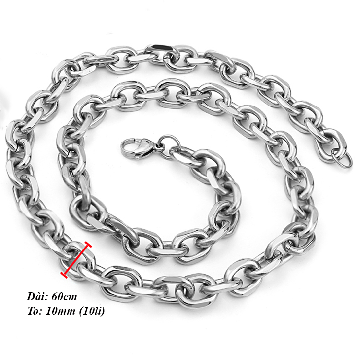 Dây chuyền nam mắt xích tròn 10li cá tính MDC003-10 Không đen không gỉ sét