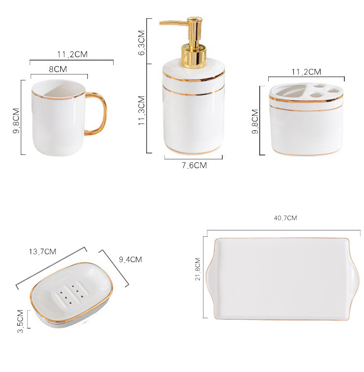 Bộ đựng đồ nhà tắm BATHROOM CORSA GOLD WHITE