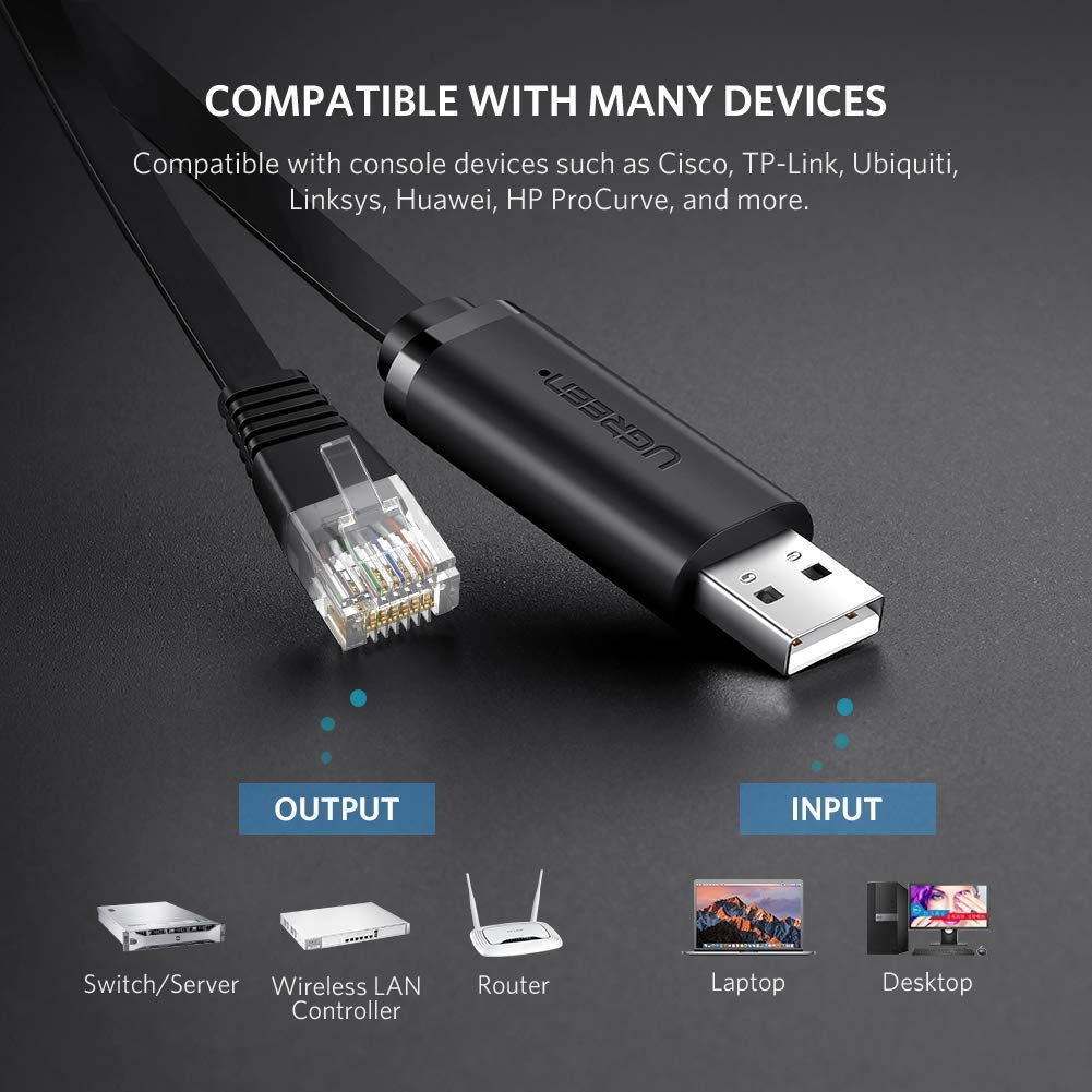 Dây cáp USB 2.0 sang RJ45 FTDI UGREEN CM204 - Hàng nhập khẩu chính hãng