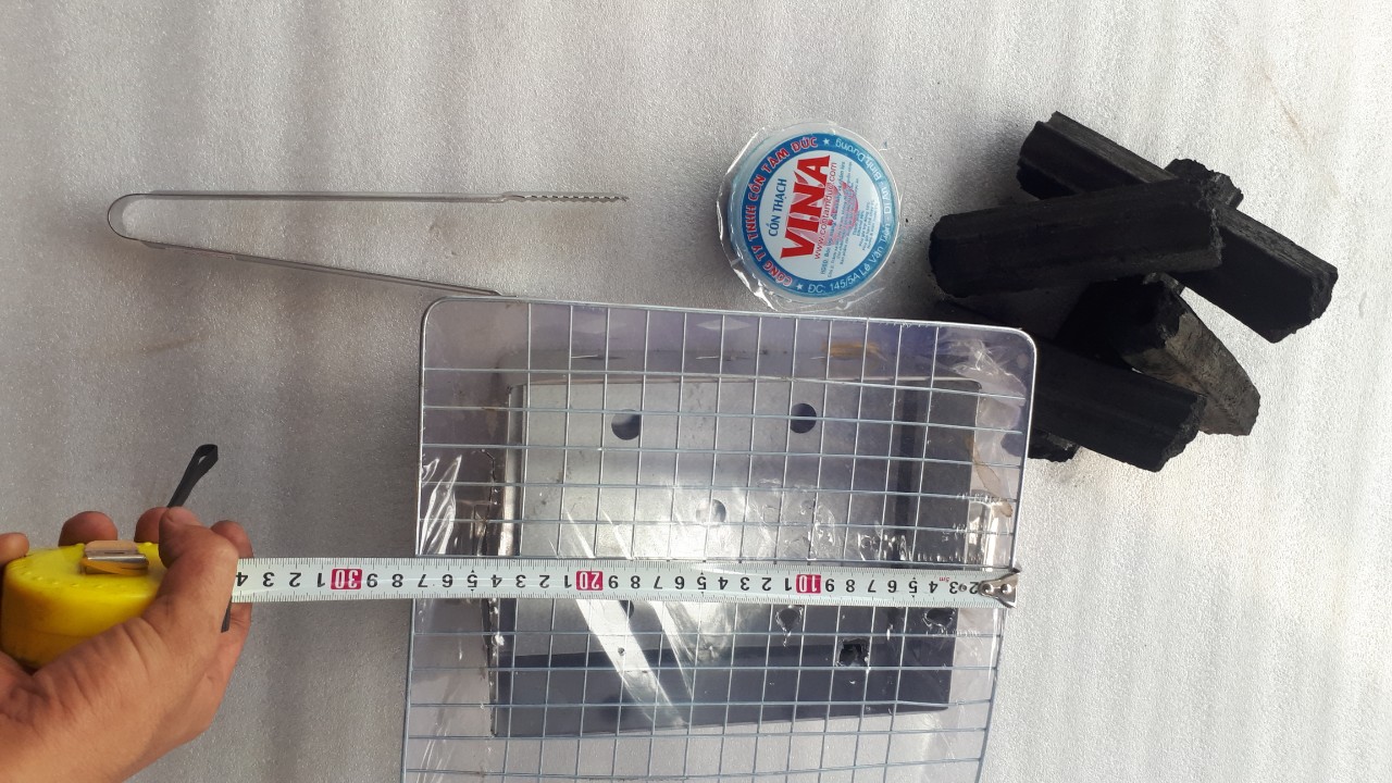 Combo 2 Lò Nướng Than Inox Du Lịch Size 25x20cm Kèm Gắp Inox