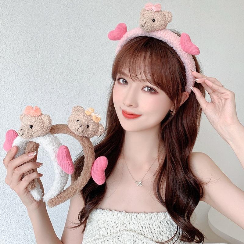 Băng Đô Bờm Cài Tóc Hình Gấu 2 Tim Hàn Quốc Siêu Xinh Cho Bạn Gái Mainia Shop