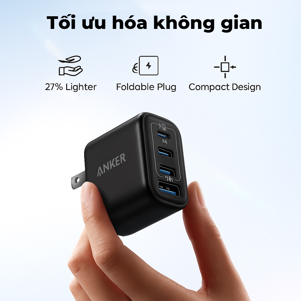 Adapter Sạc 4 Cổng USB (3×USB-C + 1×USB-A) IQ3 GaN 70W – Anker Zolo A121C - GiaPhucStore | Hàng Chính Hãng