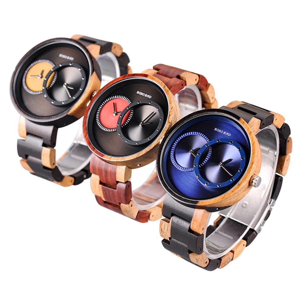 Đồng hồ BOBO BIRD bằng gỗ Quartz Movement 2 Múi giờ Quà tặng kèm hộp cho Nam Nữ - Loại C