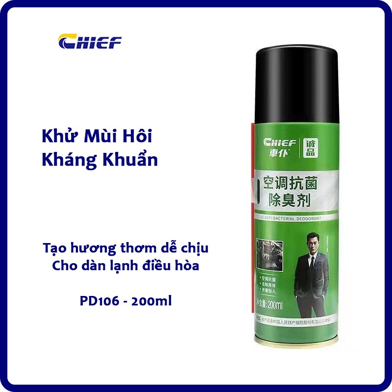 Chai xịt kháng khuẩn và khử mùi điều hòa ô tô Chief PD106 Dung tích 200ml