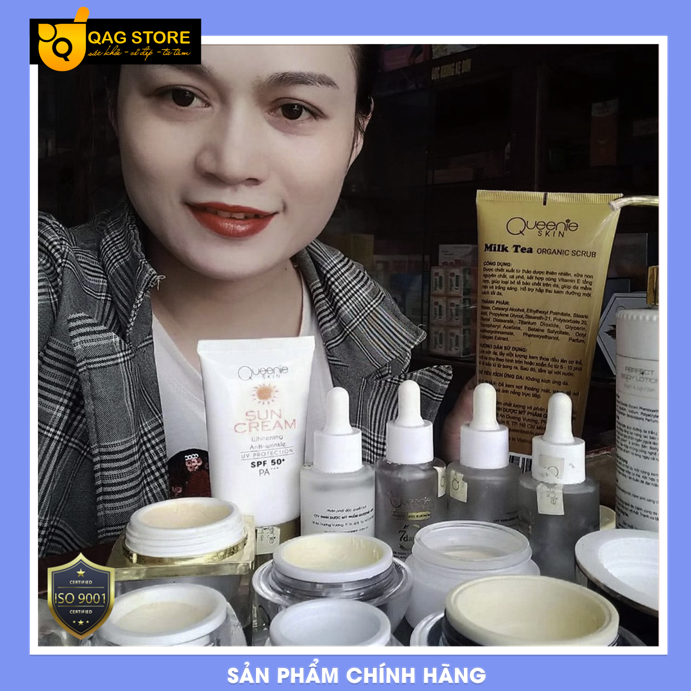 Kem Face &quot;LƯỜI&quot; Thượng Hạng (White Plus) Chính Hãng Queenie Skin Với Tinh Chất Nhân Sâm Và Nhụy Hoa Nghệ Tây Cao Cấp Giúp Dưỡng Trắng &amp; Makeup Hiệu Quả (35g)