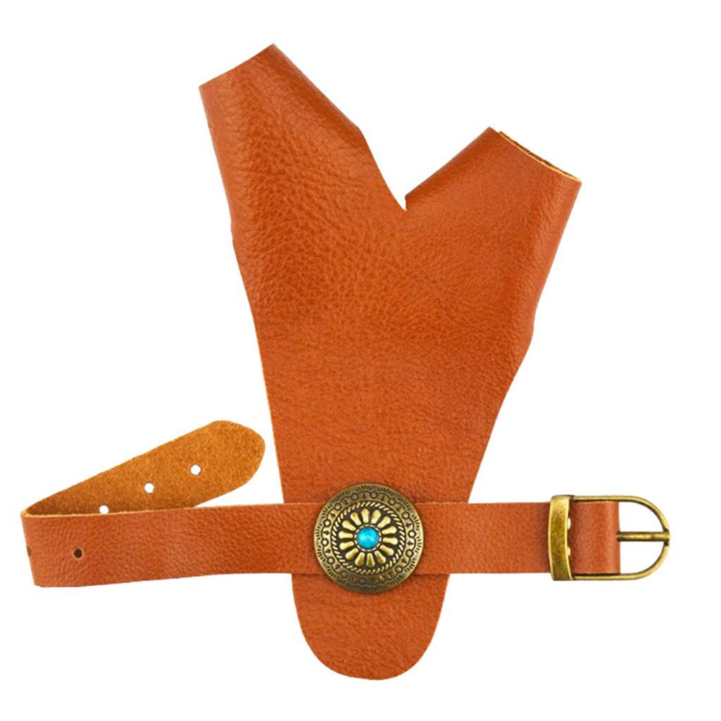 Archery Cow Leather Finger Tab Protector Gloves Arm Hand Guard Tool Black