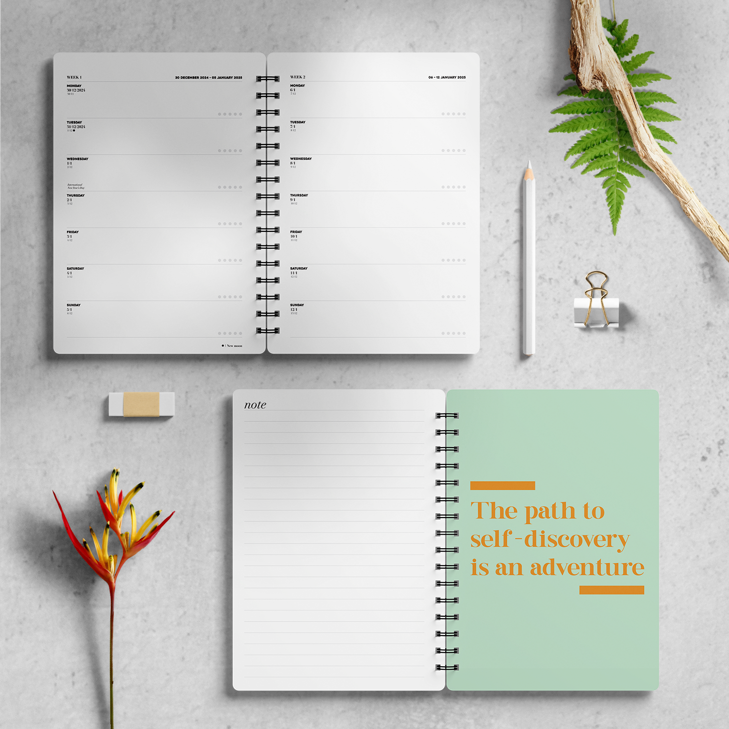 Sổ kế hoạch planner 52 tuần 2025 SDstationery “Fall In Love With Your Life” kèm hộp quà, gáy lò xo, phong cách retro 14,3x20,8 cm
