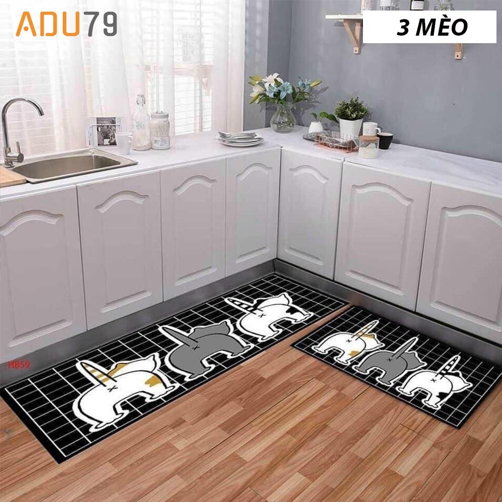 Bộ 2 Thảm Bếp 3D Lót Chân Siêu Thấm Chống Trơn Trượt - Set 2 Cái Đế Dày Hàng Cao Cấp: 40x60cm và 40x1m2