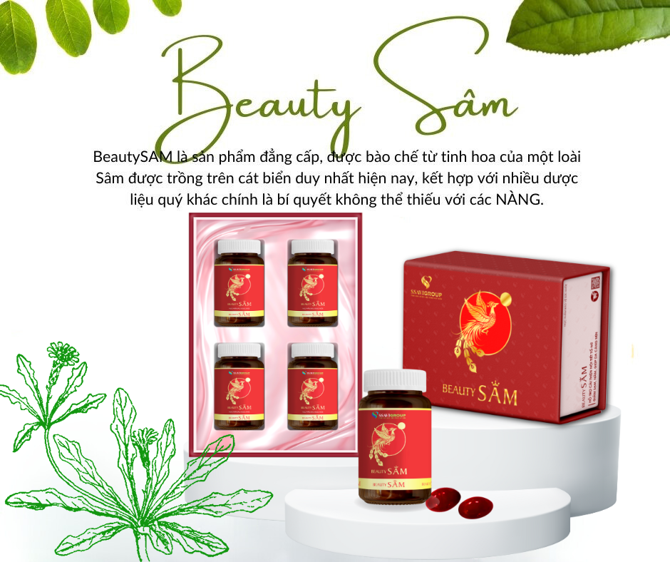 Viên uống Đẹp Da (BeautySAM) - Da sáng bóng, nhẵn mịn, hồng hào từ bên trong một cách tự nhiên, nâng cao thể trạng, thải độc và thanh lọc cơ thể, Cải thiện nội tiết tố nữ