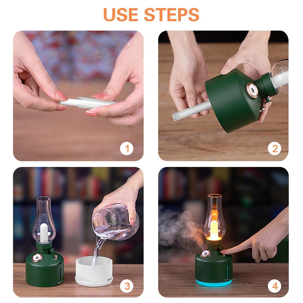 Đèn LED cổng USB có thể sạc lại phong cách retro với máy tạo độ ẩm không khí để ngoài trời