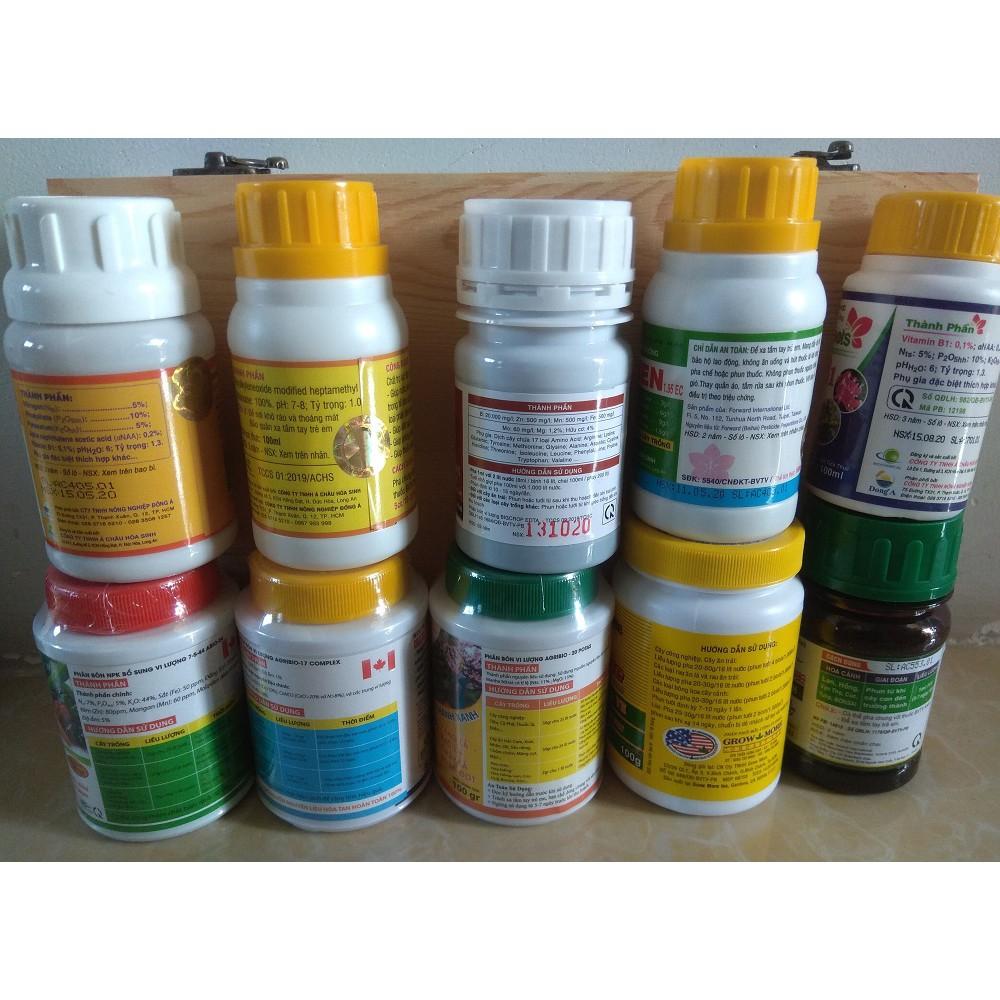 Combo 9 loại phân bón chăm sóc hoa lan, cây cảnh trong mùa mưa - chai 100 gram