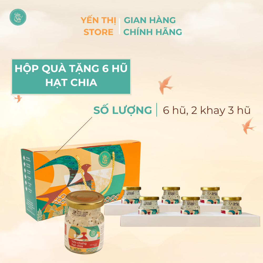 Tặng Muỗng Gỗ Đơn 450Kyến Thị - Chưng Hạt Chia - Hũ Chưng Sẵn - 30 Yến - 70Ml - Set 6Hũ 30 Yến - Không Hộp