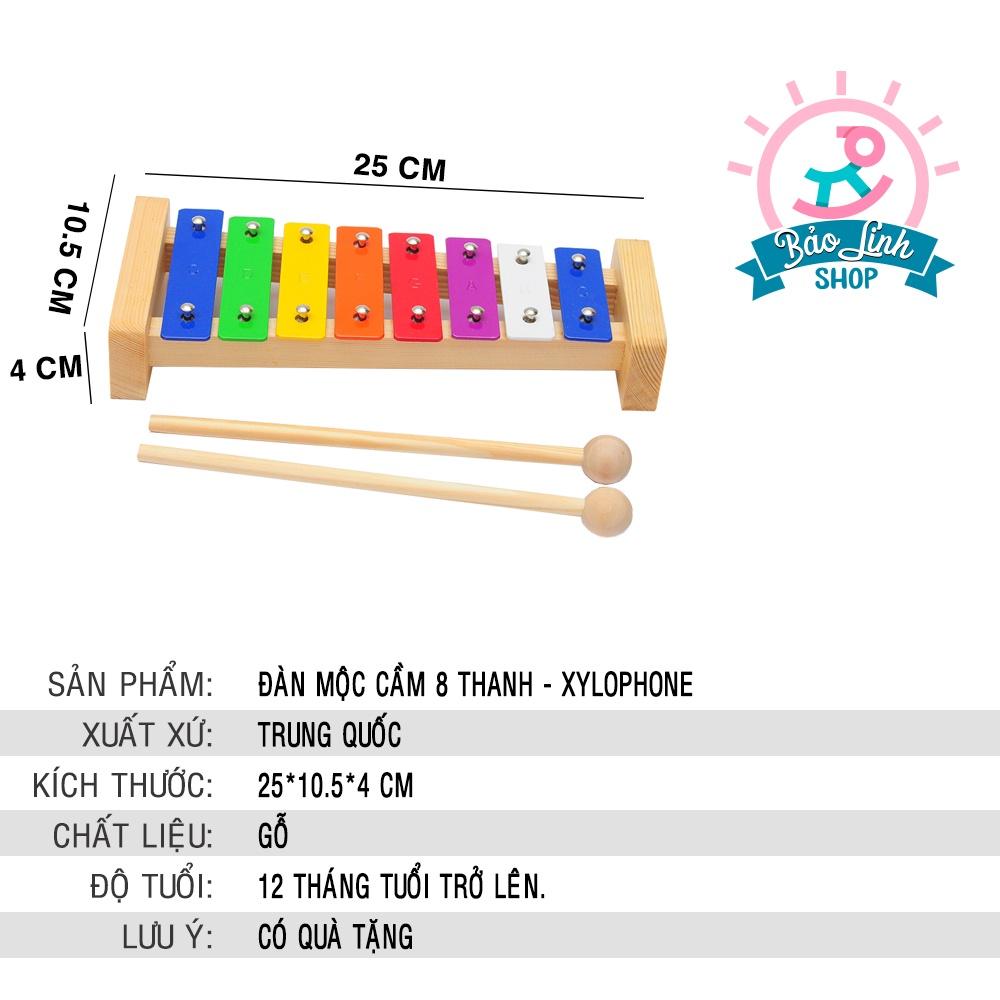 Đàn mộc cầm 8 thanh Xylophone LOẠI ĐẸP cho bé từ 1 tuổi vận động tinh, phát triển thính giác, làm quen với âm nhạc