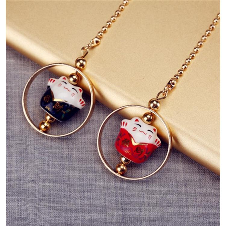 Dây Treo Trang Trí Xe Hơi Hình Mèo May Mắn Dễ Thương Sáng Tạo