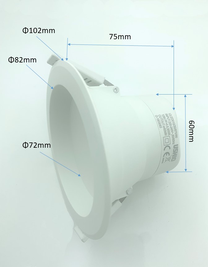 Đèn led âm trần, đèn trần thạch cao, đèn downlight âm trần, đèn led âm trần thạch cao, đèn âm trần Ushio 10W, cắt lỗ trần Φ90mm