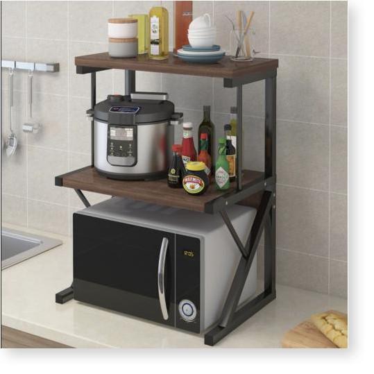 Kệ bếp lò vi sóng 2F Japan Kitchen Gỗ Nâu Đen