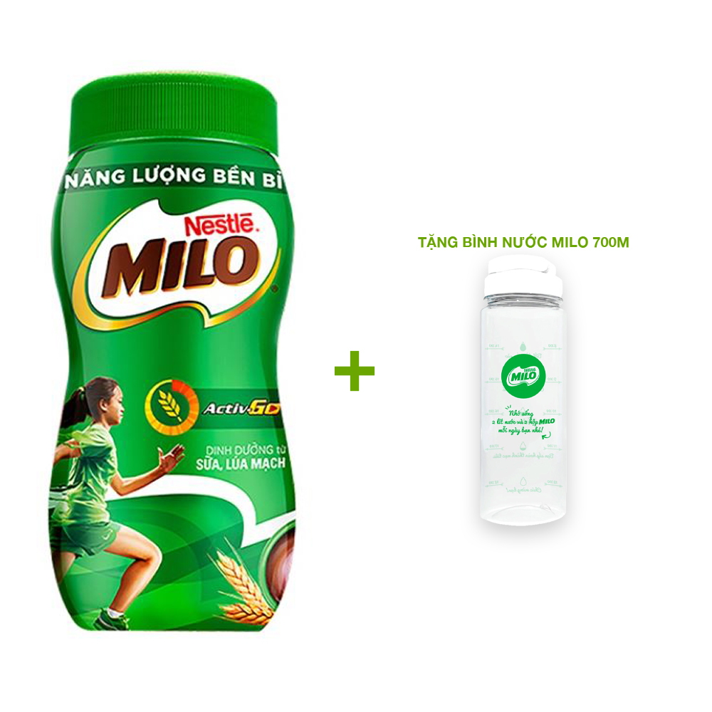 [Tặng Bình Nước Milo 700ml] Thức uống lúa mạch Nestlé MILO Nguyên chất 400g (hũ nhựa)