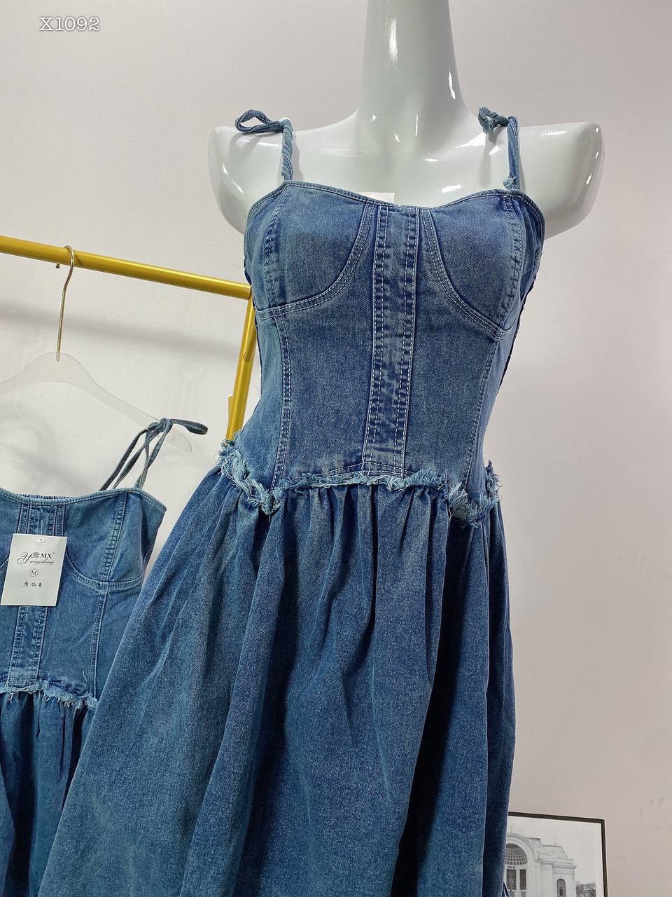 ĐẦM 2 DÂY XÒE NGẮN MIDI CỔ U SUÔNG JEANS VÁY XẾP LY TENNIS DENIM TUA RUA ĐI TIỆC ĐI CHƠI DẠO PHỐ ĐI BIỂN