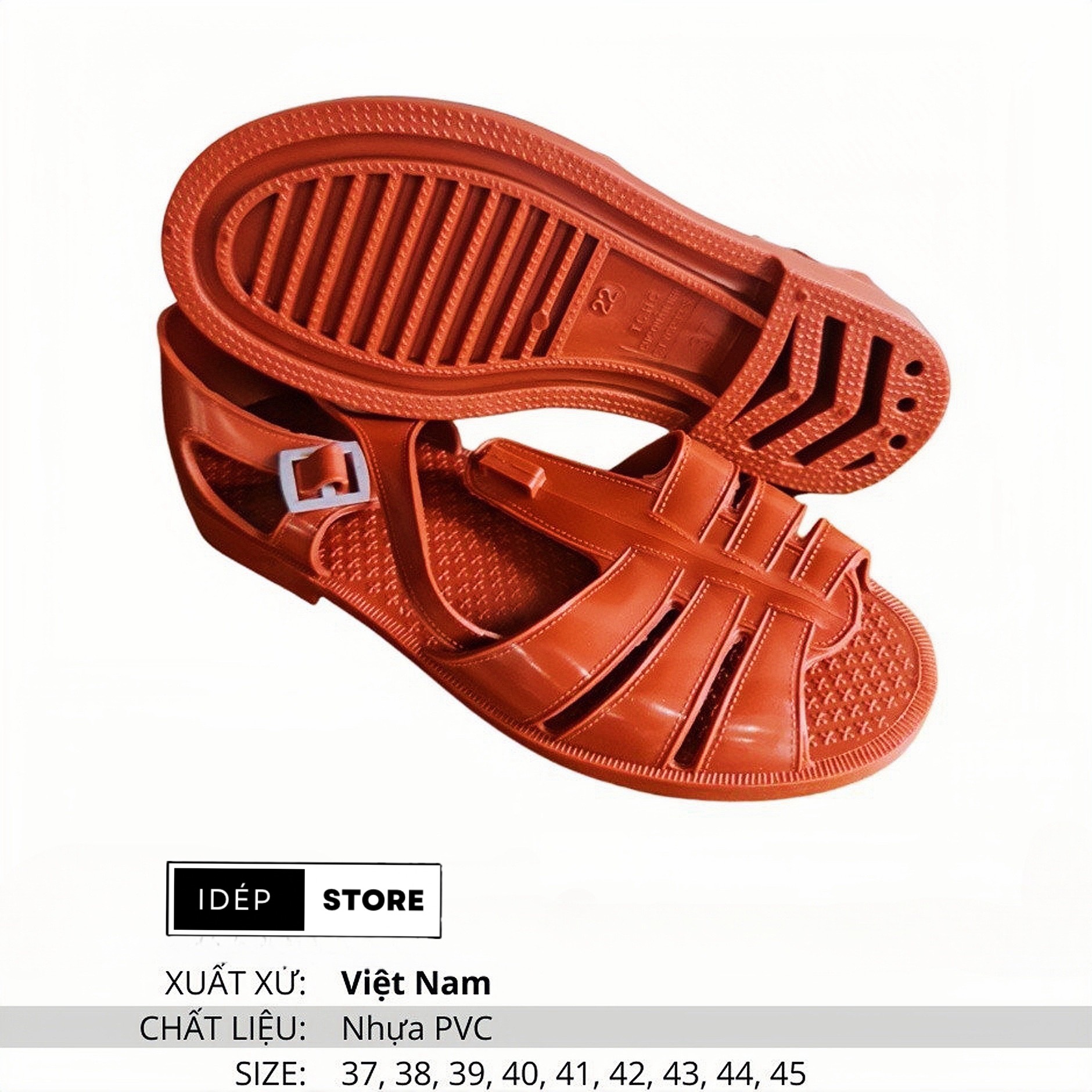 Dép Sandal Rọ Bộ Doi, Dép Dọ Nam [LOẠI 1] bằng Nhựa PVC dẻo êm chân chống trượt - Sandal bảo hộ đi mưa, đi rừng siêu bền - iDÉP GL003