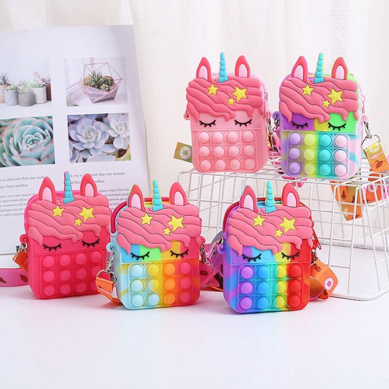 Túi POP IT Unicorn đeo chéo phiên bản giải toả căng thẳng MINI cho bé.(1405POP)