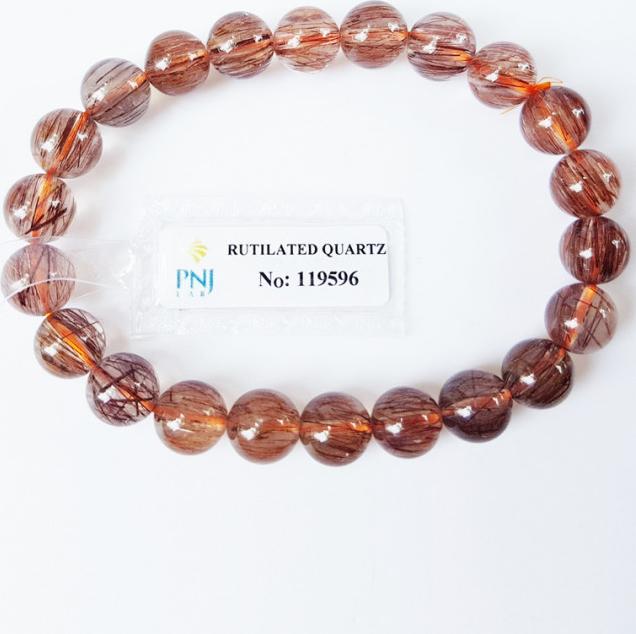 Vòng Tay Thạch Anh Tóc Đỏ Tự Nhiên 8MM Kèm Giấy Kiểm Định