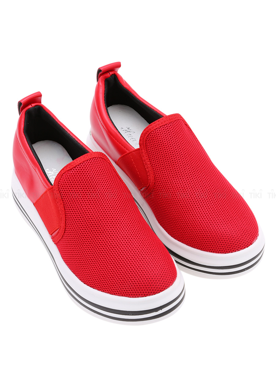 Giày Lười Nữ Slip On Độn Đế Vạch Kẻ Hapu