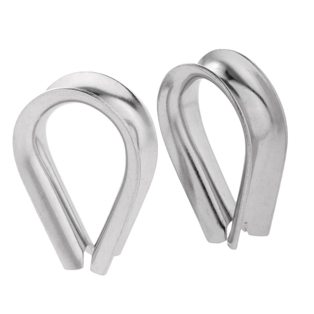 2-6pack 2 Pieces Stainless Steel Heart Shaped Cable Thimbles Wire Rope Fitting