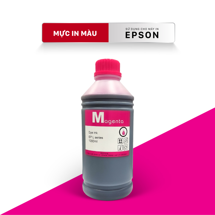 Bộ 4 Màu Cyan-Magenta-Yellow-Black_Mực nước cho dòng máy Epson 4 màu - Chai 1L-DYE ink