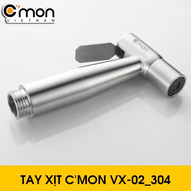 Bộ vòi xịt vệ sinh INOX 304 cao cấp C'mon VX-02-I + van khóa T C'mon VK-02-T