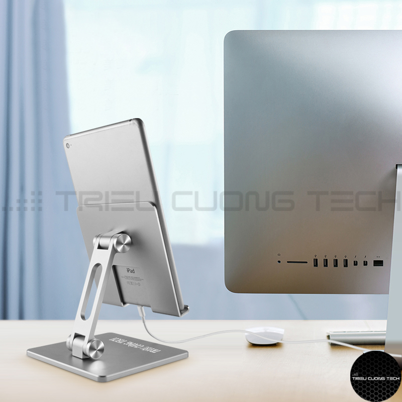 Giá Đỡ Để Bàn Máy Tính Bảng Ipad Điện Thoại Hợp Kim Nhôm Cao Cấp - Điều Chỉnh Góc Độ - Trục Kép- Gấp Lại Tiện Lợi Hàng Chính Hãng
