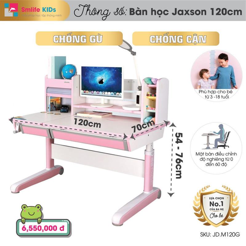 Bàn học thông minh SMLIFE Jaxson 120cm - M120G - Xanh | 120cm x 70cm x 54-76cm (mặt bàn nâng hạ)