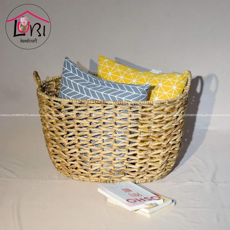 Lubihandicraft - Sọt đựng đồ lục bình hình oval đan vặn mũi tên - đẹp, tinh tế