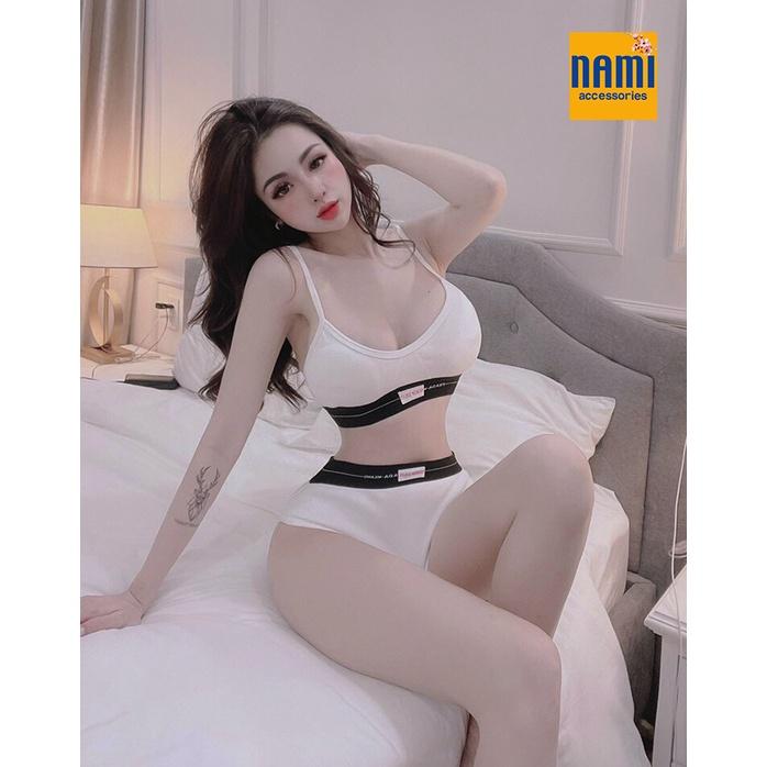 SET BIKINI HAI DÂY PHỐI MÀU VIỀN CHỮ SIÊU SEXY TRẺ TRUNG QUYẾN RŨ NGẤT NGÂY - QANU394