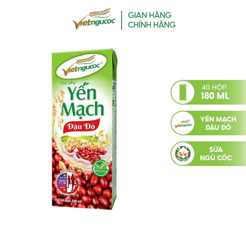 Thùng 48 Hộp Sữa Yến Mạch Đậu Đỏ VIỆT NGŨ CỐC Giàu Chất Xơ Tốt Cho Sức Khỏe Dùng Uống Liền 180ml/Hộp