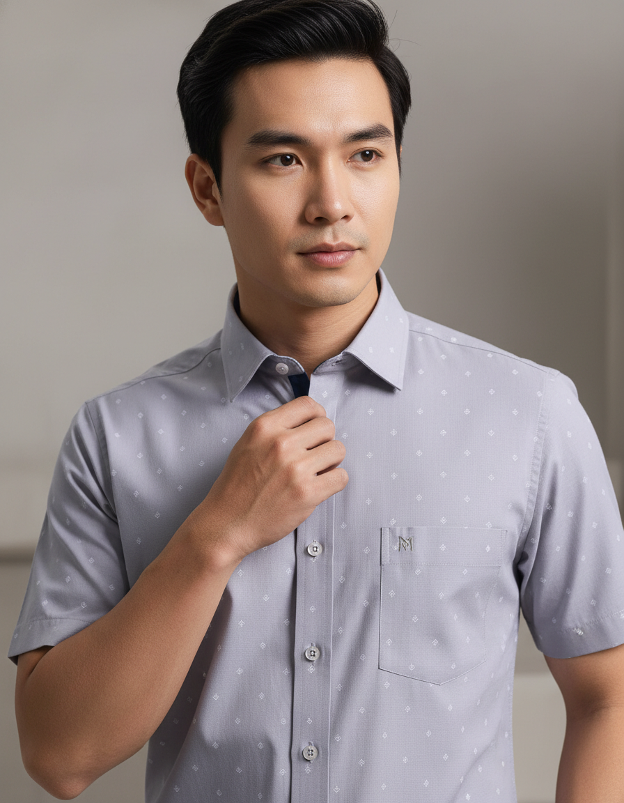 Áo sơ mi tay ngắn Khatoco (M-3XL)