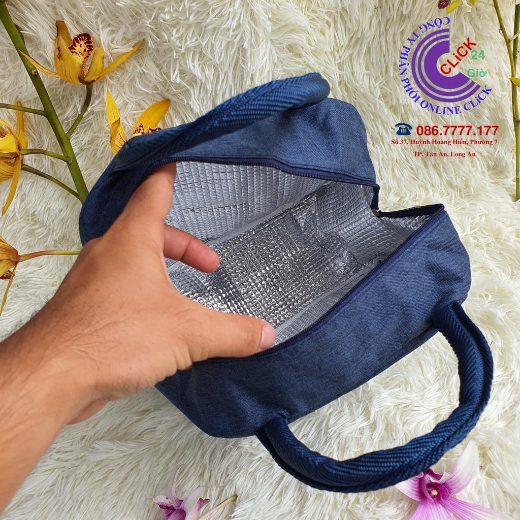 Túi Đựng Hộp Cơm Giữ Nhiệt Lunch Bag - Lót giấy Nhôm + Vải Oxford dầy chống thấm nước - giỏ Bỉm sữa mini có khóa kéo