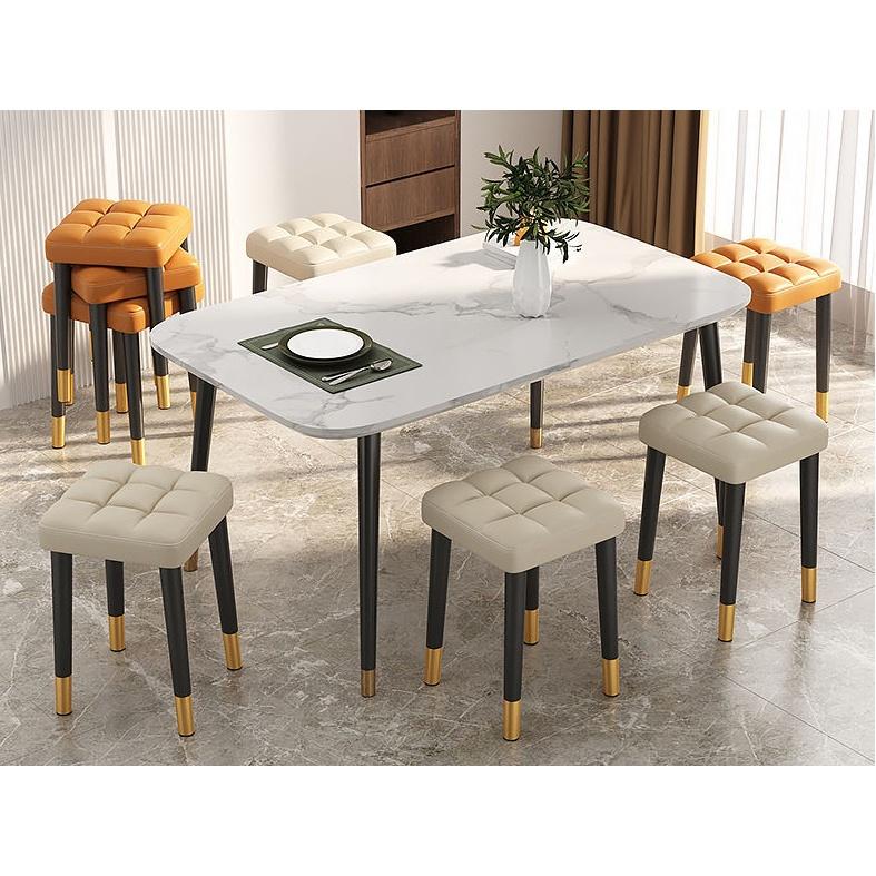 Ghế đẩu vuông đệm múi da sáp trơn công ghệ Nano siêu bền, chân kim loại tải trọng 200 kg phong cách hiện đại