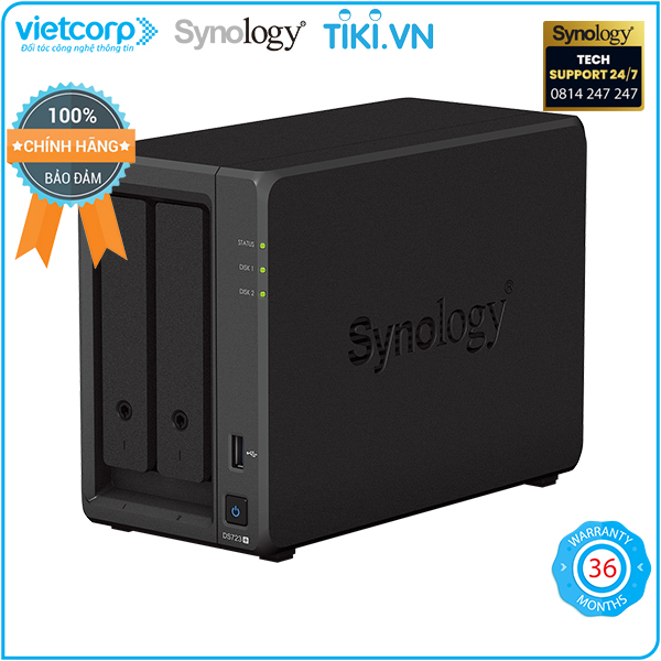 Thiết bị lưu trữ NAS Synology DS723+ (Đen) - Hàng Chính Hãng